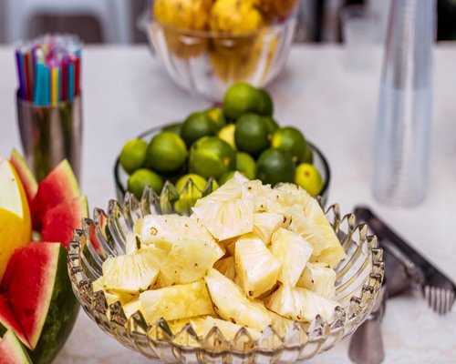Colorful chunks of watermelon and pineapple in a bowl